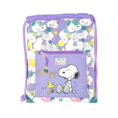 CYPBRANDS Snoopy, väska, ryggsäck med rep, väska, tillbehör, lila, officiell produkt CYPBRANDS Snoopy, väska, ryggsäck med rep, väska, tillbehör, lila, officiell produkt