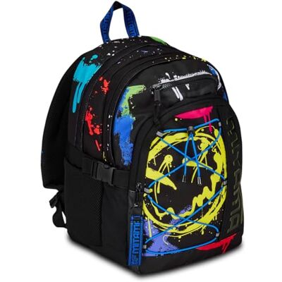 Mitama Ryggsäck med tre fack med fluo-fack med PC-ficka, svart och gul, grundskola och fritid, barn, Svart, Taglia unica, Ryggsäck med tre fack Mitama Ryggsäck med tre fack med fluo-fack med PC-ficka, svart och gul, grundskola och fritid, barn, Svart, Taglia unica, Ryggsäck med tre fack