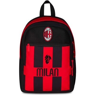 Seven Milan Ryggsäck med dubbla fack, röd och svart, fotbollslag, framficka med dragkedja och vattenflaskficka, barn, grundskola, Röd, Taglia unica, Avslappnad Seven Milan Ryggsäck med dubbla fack, röd och svart, fotbollslag, framficka med dragkedja och vattenflaskficka, barn, grundskola, Röd, Taglia unica, Avslappnad
