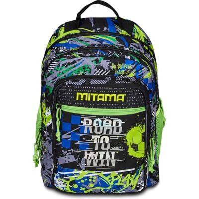 Mitama Road To Win Trippel Ryggsäck med framficka, grön och svart, grundskola och fritid, barn pojke, Svart, Taglia unica, Ryggsäck Ryggsäckar Mitama Road To Win Trippel Ryggsäck med framficka, grön och svart, grundskola och fritid, barn pojke, Svart, Taglia unica, Ryggsäck Ryggsäckar