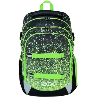 neoxx skolryggsäck ACTIVE Pro – tillverkad av återvunna PET-flaskor – ryggsäck för skolan med 3 fack hemligt fack – höjdjusterbara och vadderade remmar – volym ca. 26 liter, Grön, 45.5 cm x 31 cm x 24 neoxx skolryggsäck ACTIVE Pro – tillverkad av återvunna PET-flaskor – ryggsäck för skolan med 3 fack hemligt fack – höjdjusterbara och vadderade remmar – volym ca. 26 liter, Grön, 45.5 cm x 31 cm x 24
