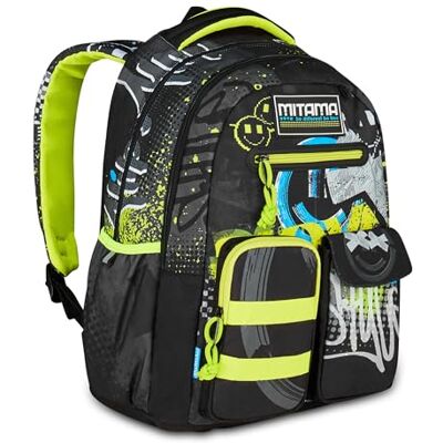 Mitama URBANSMILE New Plus ryggsäck, svart, grundskolryggsäck, 30 L, superkapacitet, ergonomisk, robust, för barn, Blå, Taglia unica, Avslappnad Mitama URBANSMILE New Plus ryggsäck, svart, grundskolryggsäck, 30 L, superkapacitet, ergonomisk, robust, för barn, Blå, Taglia unica, Avslappnad