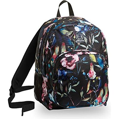 Invicta Backpack, STRONG WILDFLOWERS Eco-friendly Knapsack Book Bag, One Size for Teen, Girls&Boys, Large Capacity, For School, Sport & Free Time, with Side Pockets, Italian Design, black/green Invicta Backpack, STRONG WILDFLOWERS Eco-friendly Knapsack Book Bag, One Size for Teen, Girls&Boys, Large Capacity, For School, Sport & Free Time, with Side Pockets, Italian Design, black/green