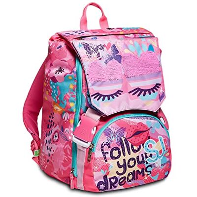 SJ GANG STYLE JAM GANG SJ GANG Backpack, Expandable Knapsack, for 1st Grade Kids Girls&Boys, Large Capacity, For School, Sport & Free Time, with Flip-System Italian Design, pink/pattern SJ GANG STYLE JAM GANG SJ GANG Backpack, Expandable Knapsack, for 1st Grade Kids Girls&Boys, Large Capacity, For School, Sport & Free Time, with Flip-System Italian Design, pink/pattern