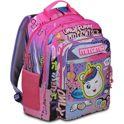 Mitama Enkel rolig Moments tredelad ryggsäck med framficka, lila och svart, grundskola och fritid, flicka, Lila, Taglia unica, Ryggsäck Ryggsäckar Mitama Enkel rolig Moments tredelad ryggsäck med framficka, lila och svart, grundskola och fritid, flicka, Lila, Taglia unica, Ryggsäck Ryggsäckar
