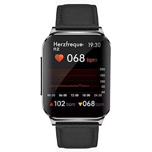 Knauermann Pro 2 Plus (2023) silver – hälsoklocka Smartwatch – OSRAM-sensorer – bröstkorg EKG HRV-funktion – BT Bluetooth – sömnapné – blodtryck – läderfiberband svart, 14–24, silver, Lederfaser, Knauermann Pro 2 Plus (2023) silver – hälsoklocka Smartwatch – OSRAM-sensorer – bröstkorg EKG HRV-funktion – BT Bluetooth – sömnapné – blodtryck – läderfiberband svart, 14–24, silver, Lederfaser,