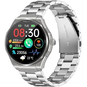 Knauermann PRO 3 (2024) silver – hälsoklocka smartklocka med telefonifunktion – EKG HRV och SOS-funktion – AMOLED-display BT Bluetooth – sömnapné – titanband svart, 14–24, rund, silver, Vanlig, Titan Knauermann PRO 3 (2024) silver – hälsoklocka smartklocka med telefonifunktion – EKG HRV och SOS-funktion – AMOLED-display BT Bluetooth – sömnapné – titanband svart, 14–24, rund, silver, Vanlig, Titan