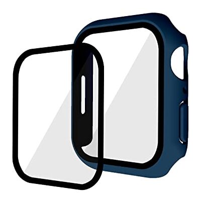 Robwick Kompatibel med iwatch7 klockfodral, iwatch7 skyddsfodral, PC+ härdat filmfodral och film, 45 mm skyddande fodral – mörkblå Robwick Kompatibel med iwatch7 klockfodral, iwatch7 skyddsfodral, PC+ härdat filmfodral och film, 45 mm skyddande fodral – mörkblå