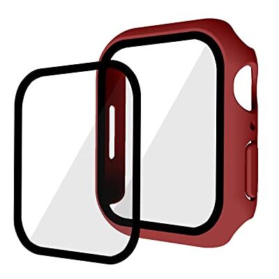 Robwick Kompatibel med iwatch7 klockfodral, iwatch7 skyddsfodral, PC+ härdat filmfodral och film, 45 mm skyddande fodral – mörkröd Robwick Kompatibel med iwatch7 klockfodral, iwatch7 skyddsfodral, PC+ härdat filmfodral och film, 45 mm skyddande fodral – mörkröd