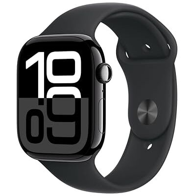 Apple Watch Series 10 GPS + Cellular 46 mm Smart klocka med boett i aluminium gagatsvart och Sportband i svart S/M. Träningsmätare, appen EKG, Retina-skärm som alltid är på, vattentålig Apple Watch Series 10 GPS + Cellular 46 mm Smart klocka med boett i aluminium gagatsvart och Sportband i svart S/M. Träningsmätare, appen EKG, Retina-skärm som alltid är på, vattentålig