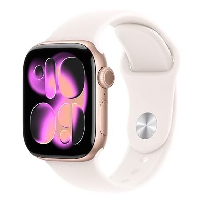 Apple Watch Series 11 GPS 42 mm med boett i Aluminium roséguld, och Sportband i rosé S/M. Sömnpoäng, träningsmätare, hälsoövervakning, skärm som alltid är på, vattentålig Apple Watch Series 11 GPS 42 mm med boett i Aluminium roséguld, och Sportband i rosé S/M. Sömnpoäng, träningsmätare, hälsoövervakning, skärm som alltid är på, vattentålig