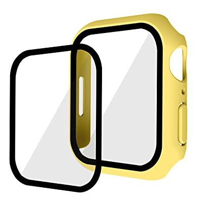 Robwick Kompatibel med iwatch7 klockfodral, iwatch7 skyddsfodral, PC+ härdat filmfodral och film, 45 mm skyddande fodral – gul Robwick Kompatibel med iwatch7 klockfodral, iwatch7 skyddsfodral, PC+ härdat filmfodral och film, 45 mm skyddande fodral – gul