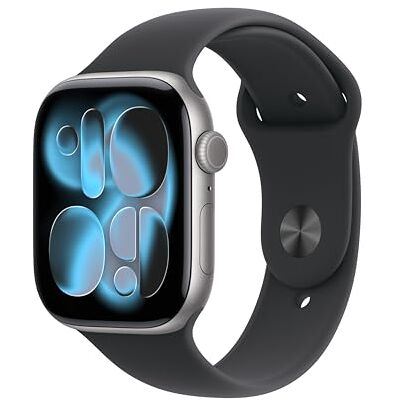 Apple Watch Series 11 GPS + Cellular 46 mm med boett i Aluminium rymdgrå och Sportband i svart M/L. Sömnpoäng, träningsmätare, hälsoövervakning, skärm som alltid är på, vattentålig Apple Watch Series 11 GPS + Cellular 46 mm med boett i Aluminium rymdgrå och Sportband i svart M/L. Sömnpoäng, träningsmätare, hälsoövervakning, skärm som alltid är på, vattentålig