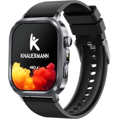 Knauermann PRO 4 (2026) Rektangulär svart – EKG-hälsoklocka med blodtryck, puls och syre i blodet, telefonfunktion, sömnanalys, IP67, 46 mm, silikon, svart Knauermann PRO 4 (2026) Rektangulär svart – EKG-hälsoklocka med blodtryck, puls och syre i blodet, telefonfunktion, sömnanalys, IP67, 46 mm, silikon, svart