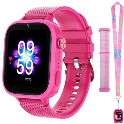 OKYUK 4G smartwatch barn med telefon och GPS, multifunktionell barnklocka med videosamtal, sportlägen, väckarklocka, integrerad appbutik, barnsmartwatch för pojkar och flickor (rosenröd) OKYUK 4G smartwatch barn med telefon och GPS, multifunktionell barnklocka med videosamtal, sportlägen, väckarklocka, integrerad appbutik, barnsmartwatch för pojkar och flickor (rosenröd)