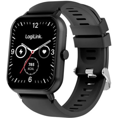 LogiLink Smartwatch 'Edge", 1,83 tum LCD-pekskärm, vattentät IP68-skydd, samtal, e-postmeddelande, textmeddelande, sömnövervakning, fitness, hälsa, sportledning, färg: svart LogiLink Smartwatch 'Edge", 1,83 tum LCD-pekskärm, vattentät IP68-skydd, samtal, e-postmeddelande, textmeddelande, sömnövervakning, fitness, hälsa, sportledning, färg: svart