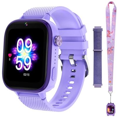 OKYUK 4G smartwatch barn med telefon och GPS, multifunktionell barnklocka med videosamtal, sportlägen, väckarklocka, integrerad appbutik, barnsmartwatch för pojkar och flickor (lila) OKYUK 4G smartwatch barn med telefon och GPS, multifunktionell barnklocka med videosamtal, sportlägen, väckarklocka, integrerad appbutik, barnsmartwatch för pojkar och flickor (lila)