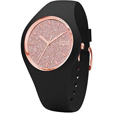 ICE-WATCH ICE glitter Black Rose-Gold svart damklocka med silikonband 001353 (Medium) ICE-WATCH ICE glitter Black Rose-Gold svart damklocka med silikonband 001353 (Medium)