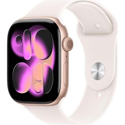 Apple Watch Series 11 GPS 42 mm smartklocka med aluminiumfodral i roséguld med lätt rouge sportband S/M Sömnpoäng, fitnessmätare, hälsoövervakning, display för alltid på, vattentålig Apple Watch Series 11 GPS 42 mm smartklocka med aluminiumfodral i roséguld med lätt rouge sportband S/M Sömnpoäng, fitnessmätare, hälsoövervakning, display för alltid på, vattentålig