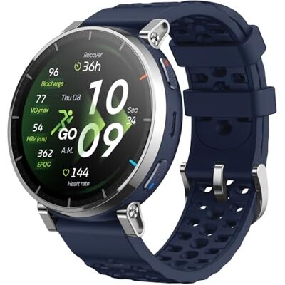 Amazfit Active 3 Premium Smart Watch GPS Löpning, AMOLED-skärm 1,32 tum safir, 12 dagars batteri, 4 GB, NFC, Offline-kartor, 170+ träningslägen, 5 ATM, Smartwatch för Android iPhone, Mörkblå, One Size Amazfit Active 3 Premium Smart Watch GPS Löpning, AMOLED-skärm 1,32 tum safir, 12 dagars batteri, 4 GB, NFC, Offline-kartor, 170+ träningslägen, 5 ATM, Smartwatch för Android iPhone, Mörkblå, One Size
