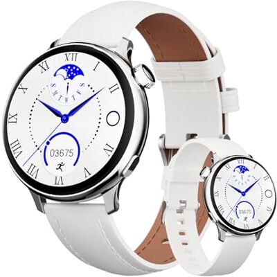 OKYUK Smartwatch för kvinnor med samtal, 40 cm HD Smartwatch dam hjärtfrekvens 24 timmar SpO2 och sömnövervakning, 90 sportlägen, kompatibel med Android och iOS (vit) OKYUK Smartwatch för kvinnor med samtal, 40 cm HD Smartwatch dam hjärtfrekvens 24 timmar SpO2 och sömnövervakning, 90 sportlägen, kompatibel med Android och iOS (vit)