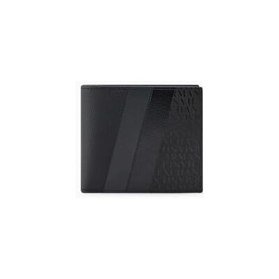 Giorgio Armani Men's Dylan, dubbelvikt myntficka två ränder dubbelvikt plånbok, svart/gunmetal Giorgio Armani Men's Dylan, dubbelvikt myntficka två ränder dubbelvikt plånbok, svart/gunmetal
