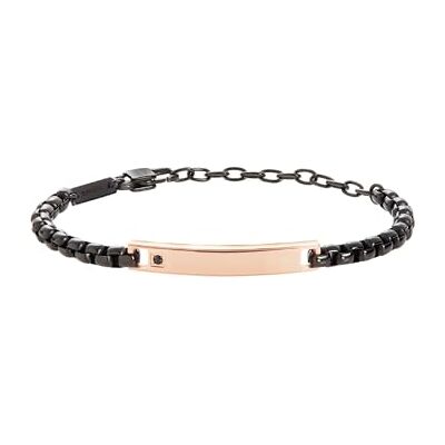 Breil Armband TAG & CROSS für Herren aus Edelstahl mit Zirkonia in der Farbe Rosa/Schwarz, mit Karabinerverschluss, Länge: 22 cm, TJ3222 Breil Armband TAG & CROSS für Herren aus Edelstahl mit Zirkonia in der Farbe Rosa/Schwarz, mit Karabinerverschluss, Länge: 22 cm, TJ3222