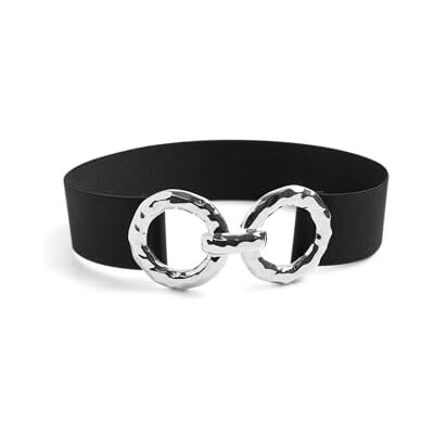 PIECES PCPAVA ELASTIC VAIST BELT, Svart/detalj: silvertrim, 75 PIECES PCPAVA ELASTIC VAIST BELT, Svart/detalj: silvertrim, 75