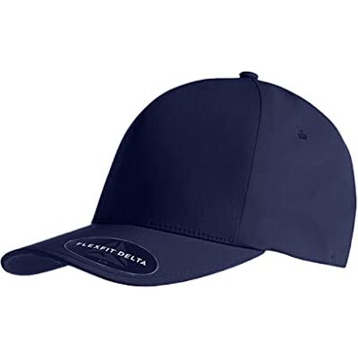 Flexfit Delta Unisex basebollkeps av polyester, vattenavvisande, utan broderi, elastisk flexband, stängd, runtom för män och kvinnor, marinblå, S/M Flexfit Delta Unisex basebollkeps av polyester, vattenavvisande, utan broderi, elastisk flexband, stängd, runtom för män och kvinnor, marinblå, S/M