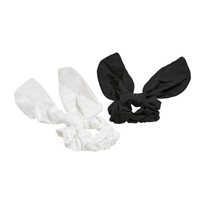 Urban Classics Unisex Scrunchies med XXL båge 2-pack pannband, svart/vit, en storlek Urban Classics Unisex Scrunchies med XXL båge 2-pack pannband, svart/vit, en storlek
