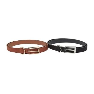 Urban Classics Women's TB7214-Slim syntetiskt velour läder 2-pack bälte, svart/silver brun/guld, L/XL, Svart/silver + brun/guld, L/XL Urban Classics Women's TB7214-Slim syntetiskt velour läder 2-pack bälte, svart/silver brun/guld, L/XL, Svart/silver + brun/guld, L/XL