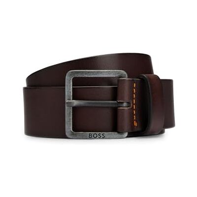 Boss Jeeko Sz40 läderbälte med logotyp spänne, kastanj Boss Jeeko Sz40 läderbälte med logotyp spänne, kastanj