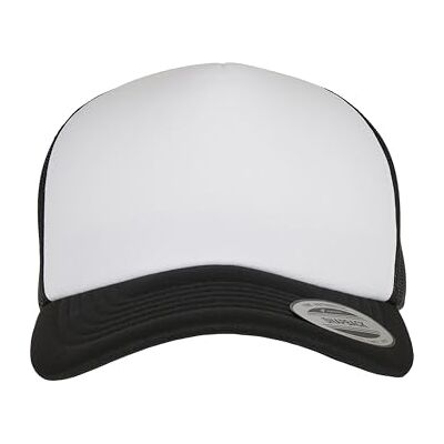 Flexfit Unisex klassisk böjd visir skum truckerkeps basebollkeps, svart/vit/svart, en storlek Flexfit Unisex klassisk böjd visir skum truckerkeps basebollkeps, svart/vit/svart, en storlek