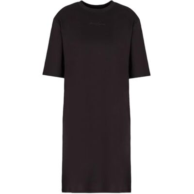 Giorgio Armani dam sustainable, rund hals, främre logotyp casual klänning, svart, XL Giorgio Armani dam sustainable, rund hals, främre logotyp casual klänning, svart, XL