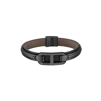 Boss Jewelry KODE Collection svart läderarmband för män, Medium, Läder, Ingen ädelsten Boss Jewelry KODE Collection svart läderarmband för män, Medium, Läder, Ingen ädelsten