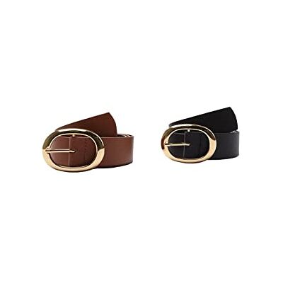 Trendyol Damer 2-pack spänne dambälte, svart tabi, Svart taba, L Trendyol Damer 2-pack spänne dambälte, svart tabi, Svart taba, L