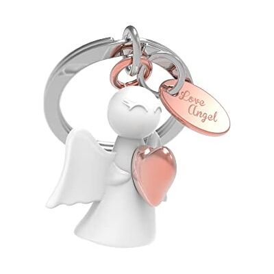 Metalmorphose Skyddsängel nyckelring med kärlek roséguld charm MTM801-02, vit, roséguld en storlek, samtida, Vit, roséguld, Taille unique, Samtida Metalmorphose Skyddsängel nyckelring med kärlek roséguld charm MTM801-02, vit, roséguld en storlek, samtida, Vit, roséguld, Taille unique, Samtida