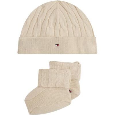 Tommy Hilfiger unisex kabel stickad mössa + stövlar KN0KN02157 andra kläder set, beige (Gulf Sand), en storlek, BEIGE (Gulf Sand), one size Tommy Hilfiger unisex kabel stickad mössa + stövlar KN0KN02157 andra kläder set, beige (Gulf Sand), en storlek, BEIGE (Gulf Sand), one size