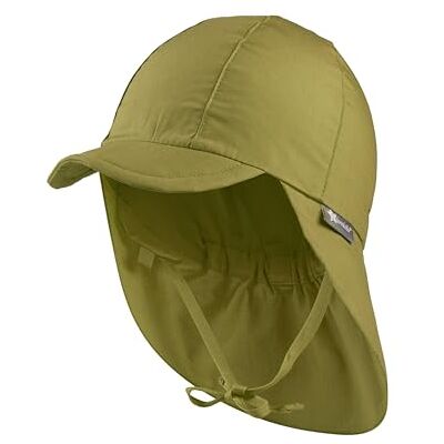 Sterntaler Unisex toppmössa med nackskydd med infällbara öronlappar och knytband, solhatt, Älggrön, 51 Sterntaler Unisex toppmössa med nackskydd med infällbara öronlappar och knytband, solhatt, Älggrön, 51