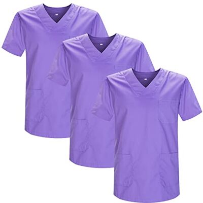 MISEMIYA Paket 3 st Sanitära CASACA Unisex sanitära uniformer sanitära uniform medicinsk uniform, Lila 21, M MISEMIYA Paket 3 st Sanitära CASACA Unisex sanitära uniformer sanitära uniform medicinsk uniform, Lila 21, M