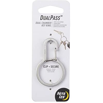 Nite Ize DualPass nyckelring med dubbel kammare, delad ring nyckelring alternativ för hembilnycklar Nite Ize DualPass nyckelring med dubbel kammare, delad ring nyckelring alternativ för hembilnycklar