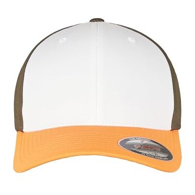 Flexfit 3-ton 6277TT streetwear snapback, neonorange/vit/oliv, L/XL Flexfit 3-ton 6277TT streetwear snapback, neonorange/vit/oliv, L/XL