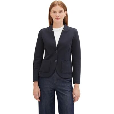 TOM TAILOR dam basic Ottoman blazer med fickor, 10668-sky Captain Blue, M TOM TAILOR dam basic Ottoman blazer med fickor, 10668-sky Captain Blue, M