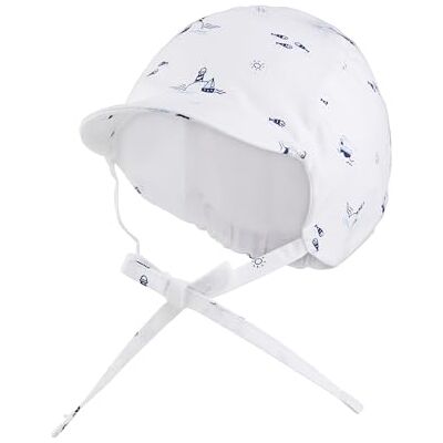 Sterntaler Keps för pojkar med knytband, tryckt med fyrtorn och båt solhatt, Vit, 41 Sterntaler Keps för pojkar med knytband, tryckt med fyrtorn och båt solhatt, Vit, 41