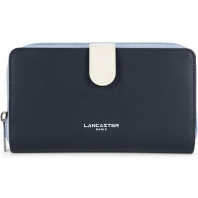LANCASTER Rygg mot rygg plånbok slät, Mörkblå Ecru Himmelblå, Taille unique LANCASTER Rygg mot rygg plånbok slät, Mörkblå Ecru Himmelblå, Taille unique