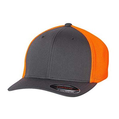 Flexfit Unisex Mesh Truckerkeps, Unisex, Mesh Trucker, Träkol/neon orange, one size Flexfit Unisex Mesh Truckerkeps, Unisex, Mesh Trucker, Träkol/neon orange, one size