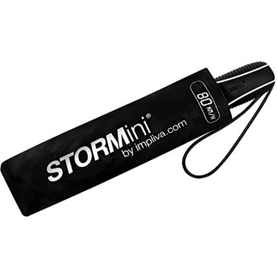 Stormini Paraply, vindtätt, 80 km/h, aerodynamiskt, vikbar, svart, svart, Pliant, Balaclava Stormini Paraply, vindtätt, 80 km/h, aerodynamiskt, vikbar, svart, svart, Pliant, Balaclava