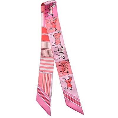 JERLA Scarf i 100% mullbärssilke, huvud-/hårband, omlindning för handväskehandtag, damhalsduk, Häst Rosa, 33.5"×1.97 JERLA Scarf i 100% mullbärssilke, huvud-/hårband, omlindning för handväskehandtag, damhalsduk, Häst Rosa, 33.5"×1.97