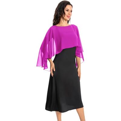 Baoqiya Chiffong capeletter för kvinnor mjuka sjalar och halsdukar för aftonklänningar brudtärna bröllop ren cape täckning, Mörkrosa, one size Baoqiya Chiffong capeletter för kvinnor mjuka sjalar och halsdukar för aftonklänningar brudtärna bröllop ren cape täckning, Mörkrosa, one size