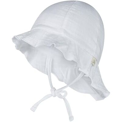 Sterntaler Unisex barn bomull muslin med knytband solhatt, Vit, 45 Sterntaler Unisex barn bomull muslin med knytband solhatt, Vit, 45